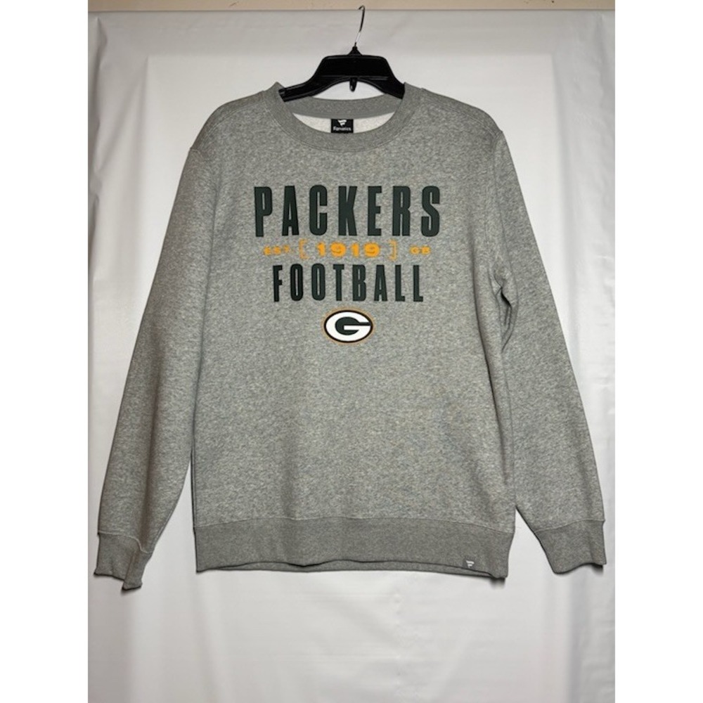 NEW Fanatics Mens Size Medium NFL Green Bay Packers Sweatshirt Crew Neck Gray